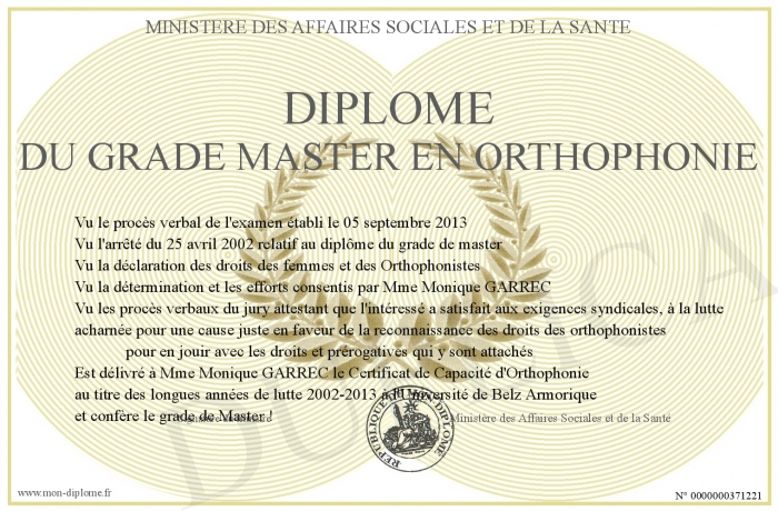 diplome orthophoniste